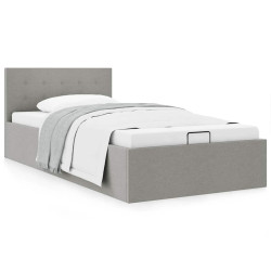 Cama hidráulica arrumação 90x200cm tecido cinza-claro