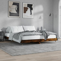 Estrutura de cama sem colchão 200x200 cm carvalho fumado