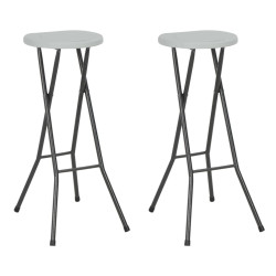 Bancos de bar dobráveis 2 pcs pead e aço branco
