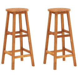 Bancos de bar 2 pcs madeira de acácia maciça