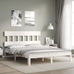 Cama sem colchão 160x200 cm madeira de pinho maciça branco