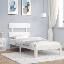 Cama sem colchão 90x200 cm madeira de pinho maciça branco