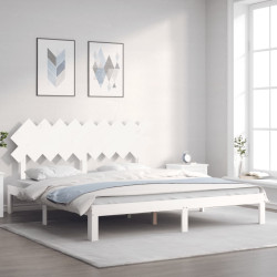 Estrutura cama super king size c/ cabeceira madeira branco