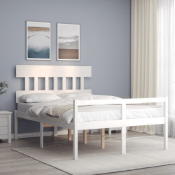 Cama para idosos com cabeceira 120x200 cm madeira maciça branco