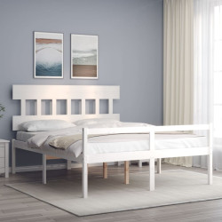 Cama para idosos com cabeceira 160x200 cm madeira maciça branco