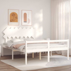 Cama para idosos com cabeceira 160x200 cm madeira maciça branco