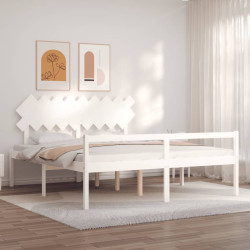 Cama idosos super king size c/ cabeceira madeira maciça branco