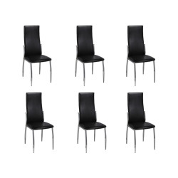 Cadeiras de jantar 6 pcs couro artificial preto
