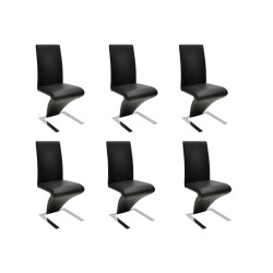 Cadeiras de jantar 6 pcs couro artificial preto
