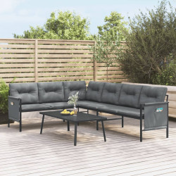 2 Pcs conjunto lounge de jardim aço antracite