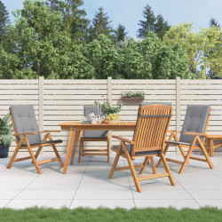 Cadeiras de jardim reclináveis c/ almofadões 4 pcs teca maciça