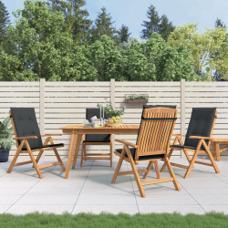 Cadeiras de jardim reclináveis c/ almofadões 4 pcs teca maciça
