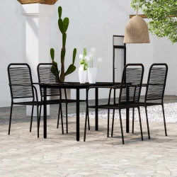5 Pcs conjunto de jantar para jardim preto