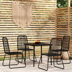 5 Pcs conjunto de jantar para jardim preto
