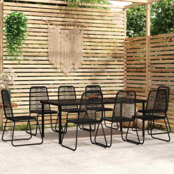 9 Pcs conjunto de jantar para jardim preto