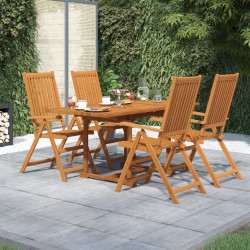 5 Pcs conjunto de jantar para jardim madeira de acácia maciça 120-170 cm