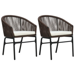 Cadeiras de jardim 2 pcs vime PE castanho