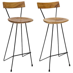 Bancos de bar 2 pcs madeira de teca maciça