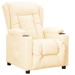 Poltrona reclinável couro artificial cor creme