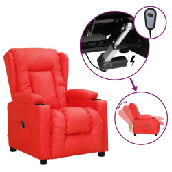 Poltrona reclinável elétrica couro artificial vermelho