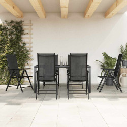 7 Pcs conjunto de jantar para jardim alumínio preto