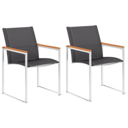 Cadeiras de jardim 2 pcs textilene e aço inoxidável cinzento