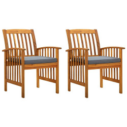 Cadeiras de jantar p/ jardim 2 pcs c/ almofadões acácia maciça
