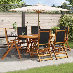 Cadeiras de jardim dobráveis 6 pcs acácia maciça e textilene