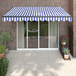 Toldo retrátil 3x2,5 m tecido e alumínio azul e branco
