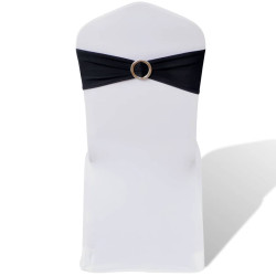 Banda decorativa para cadeira, elástico, em preto com fivela diamante