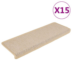 Tapetes escada adesivos aspeto sisal 15 pcs 65x21x4 cm berber