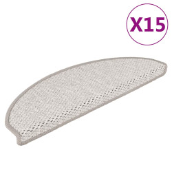 Tapetes escada adesivos aspeto sisal 15pcs 65x21x4 cm platinado