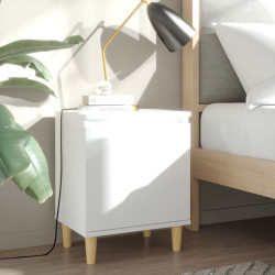 Mesa de cabeceira c/ pernas em madeira maciça 40x30x50cm branco