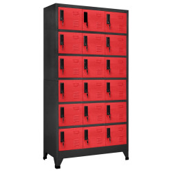 Cacifo 90x40x180 cm aço antracite e vermelho
