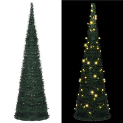 Árvore natal pop-up artificial pré-iluminada 210 cm verde