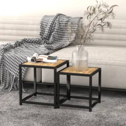 Mesas de centro 2 pcs MDF preto e amarelo