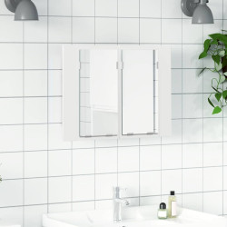 Armário espelhado casa banho c/ LED 60x12x45 cm acrílico branco