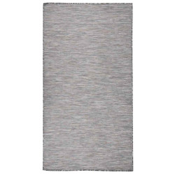 Tapete de tecido plano para exterior 80x150 cm castanho e azul