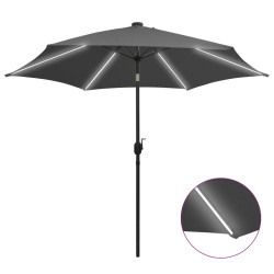 Guarda-sol jardim c/ luzes LED/poste alumínio 300 cm antracite