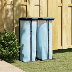 Suportes para sacos de lixo 2 pcs 120 l PP preto e azul