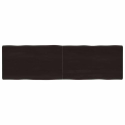 Tampo de mesa com bordas vivas maciço tratado castanho-escuro