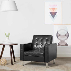 Poltrona preta 75x70x75 cm couro sintético
