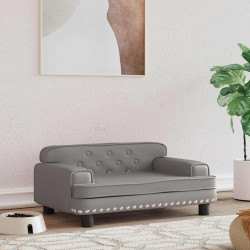 Cama para cães 70x45x30 cm couro artificial cinzento