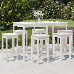 7 Pcs conjunto de bar para jardim pinho maciço branco