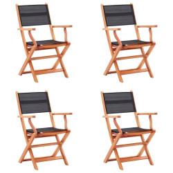 Cadeiras jardim dobráveis 4pcs eucalipto maciço/textilene preto
