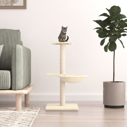 Árvore para gatos c/ postes arranhadores sisal 72 cm cor creme