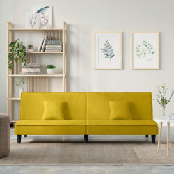 Sofá-cama veludo amarelo