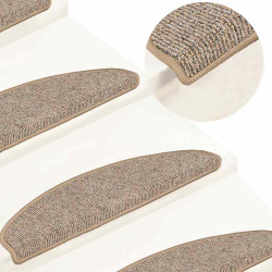 Tapetes de escada 15 peças 65x21x4 cm marrom semicircular grande