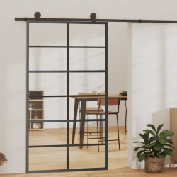 Porta deslizante em vidro esg e alumínio 102x205 cm preto