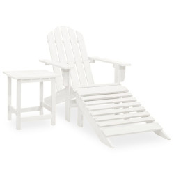 Cadeira de jardim adirondack c/ otomano e mesa abeto branco